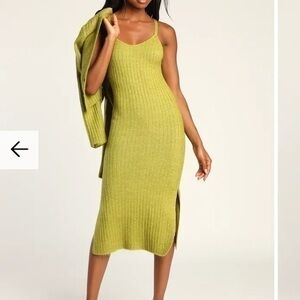Green knit dress & cardigan set